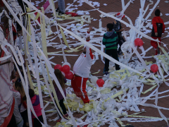 Huracán-Fans beim clásico gegen San Lorenzo im Estadio Tomás Adolfo Ducó, September 2015